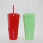 Promotion plastic tumbler with straw