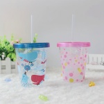 Promotion plastic tumbler with straw